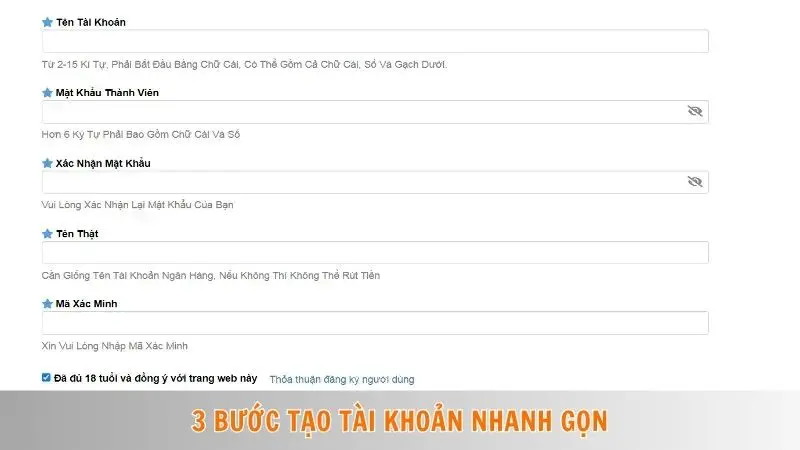 3 bước tạo tài khoản nhanh gọn